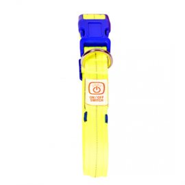 Hondenhalsband Nylon Licht USB - Neon Geel - 30-40cm/2,5cm