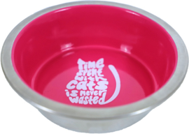 Katteneetbak RVS/Melamine 11cm, Roze