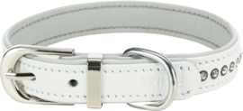 Active Comfort Halsband met Strass-Steentjes - Wit - XXS-XS - 17-21 cm/12 mm