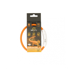 Hondenhalsband Flash Ring Licht USB - Nylon - Oranje - 35cm