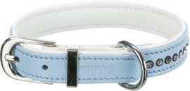 Active Comfort Halsband met Strass-Steentjes - Lichtblauw - XXS-XS - 17-21 cm/12 mm