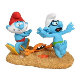 Smurfen strand grote smurf & brilsmurf Meerkleurig 11,5x6,8x8cm 