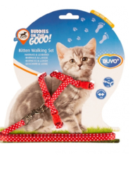 Kitten Wandelset Witte Bollen Rood 15-25cm / 8mm-125cm