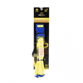 Hondenhalsband Nylon Licht USB - Neon Geel - 50-70cm/2,5cm