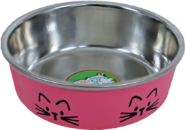 Katteneetbak RVS Kattenkop 11cm, Roze