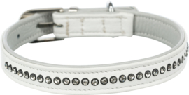 Active Comfort Halsband met Strass-Steentjes - Wit - XXS-XS - 17-21 cm/12 mm