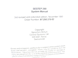 Sprecher + Schuh SESTEP 290 Bedienungsanleitung