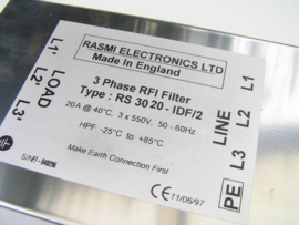 Rasmi Electronics RS 30 20-IDF/2 3 Phase RFI Filter