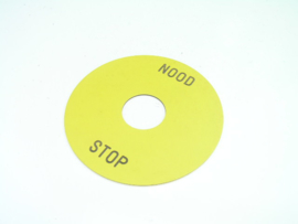 Noodstop  etiket (kunststof) Diameter 9 cm. M22