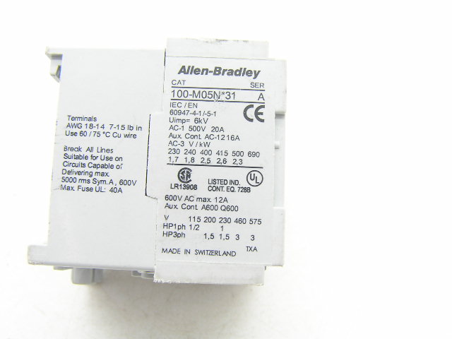 Allen-Bradley 100-M05N*31 220/240V 50/60Hz