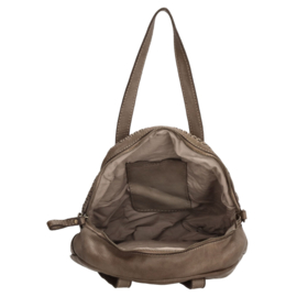 Leren gevlochten handtas / schoudertas, taupe - Hide & Stitches