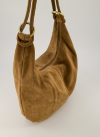 Teatro - Suez - Schoudertas - Handtas - Groot - Suede - Leer - Cognac