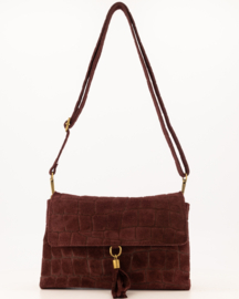 Teatro - Avila - Schoudertasje - Crossbodytasje - Suede - Leer - Croco - Burgundy