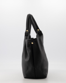 Teatro - Lou Medium - Classic Grain - Leer - Handtas - Schoudertas - Gouden details - Black