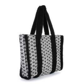 Ruime shopper - teddy - wit/zwart