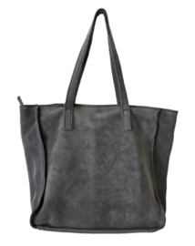 Suede leren handtas / shopper, jeansblauw - Cleo