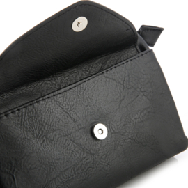 Schoudertasje / crossbodytasje met geweven schouderriem, zwart