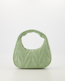 Leer - Suede -  Crossbodytasje  - Handtasje - Saliegroen - Goudkleurig - Mabel