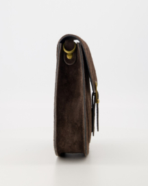 Suede - Leer - Crossbodytasje - Donkerbruin - Bronskleurig - Sola
