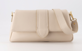 Leren crossbodytasje, handtasje, beige - Puffy Jasmin