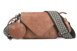 Schoudertasje/crossbodytasje, dark camel - Lazio