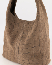 Teatro - Avila - Schoudertasje - Crossbodytasje - Suede - Leer - Croco - Taupe