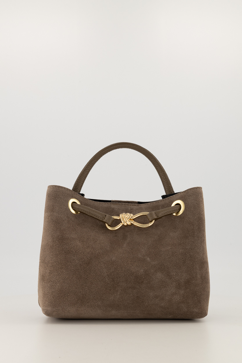 Teatro - Mimi - Schoudertas - Handtas - Crossbodytas - Taupe - Gouden details - Leer - Suede