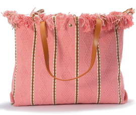 Mooie royale gestreepte beach/shopper, roze