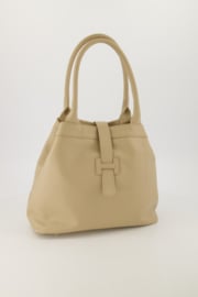 Leren schoudertas met goudkleurige details,  taupe- Heila