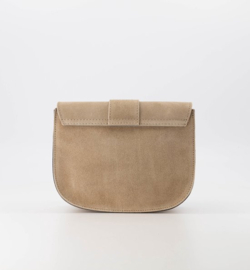 Suede leren crossbodytasje, zand - Maan