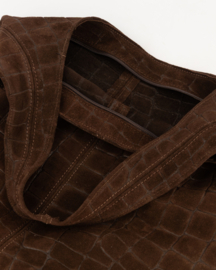 Teatro - Loreen Toscana Croco - Schoudertas - Shopper - Leer - Suede - Dark Brown