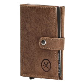 Leren creditcardhouder + sleutelhanger, bruin - Hide & Stitches