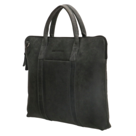 Leren laptoptas, 15,6 inch zwart/antraciet - Hide & Stitches