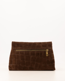 Teatro - Avila - Schoudertasje - Crossbodytasje - Suede - Leer - Croco - Donkerbruin