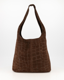 Teatro - Loreen Toscana Croco - Schoudertas - Shopper - Leer - Suede - Dark Brown