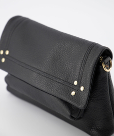 Leren crossbodytasje, zwart - Jade