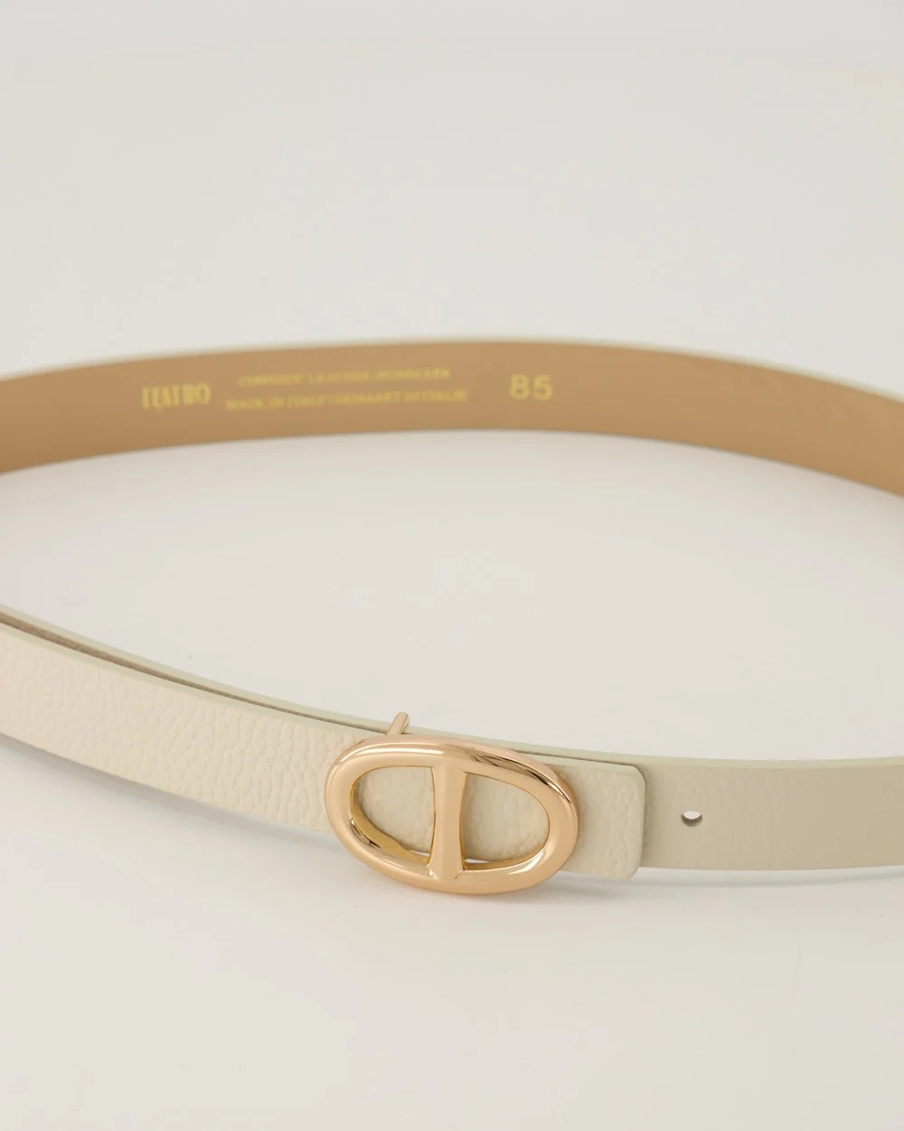 Teatro - Mirjam - Riem - Dames - Classic Grain - Leer - Ecru - Gouden detail - 85 cm