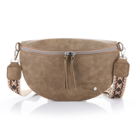 Ruim crossbodytasje met geweven schouderriem, khaki