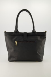 Leren schoudertas met goudkleurige details,  zwart - Heila