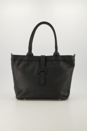 Leren schoudertas met goudkleurige details,  zwart - Heila