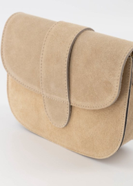 Suede leren crossbodytasje, zand - Maan
