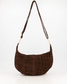 Teatro - Savina Toscana - Crossbodytas - Leer - Suede - Croco -Donkerbruin