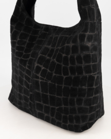 Teatro - Loreen Toscana Croco - Schoudertas - Shopper - Leer - Suede - Black