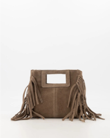 Teatro - Sylvie - Handtasje - Crossbodytasje - Suede - Leer - Taupe - Franjes - Klein