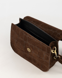 Teatro - Flora - Crossbodytasje - Suede - Leer - Croco -Donkerbruin