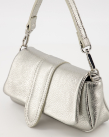 Teatro - Baby Puffy Jasmin - Handtas - Crossbodytas - Leer - Zilver - Klein - Gouden details - Handgemaakt