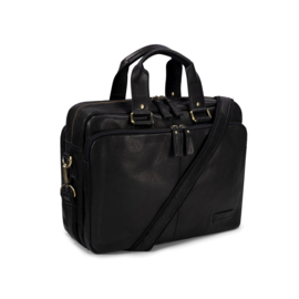 Leren laptoptas/werktas/schooltas, zwart - Bag2Bag
