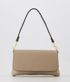 Klein leren avondtasje, clutch, taupe - Lara