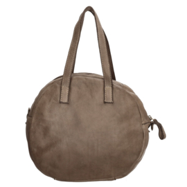 Leren gevlochten handtas / schoudertas, taupe - Hide & Stitches