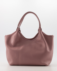 Teatro - Lou Medium - Classic Grain - Leer - Handtas - Schoudertas - Gouden details - Pink
